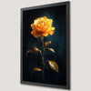 Elegant Yellow Rose Art Poster with Golden Leaf Details