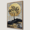 Enchanted Black Tree Canvas Print with Golden Moon