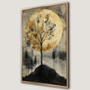 Enchanted Black Tree Canvas Print with Golden Moonlit Art