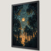 Enchanted Forest Art Poster with Mystical Trees and Starry Sky