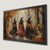 Enchanting Autumn Witch Trio Art Poster for Fall Decor
