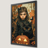 Enchanting Gothic Witch and Cat Art Poster for Halloween