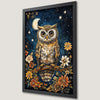 Enchanting Owl on Floral Branch Art Poster for Wildlife Lovers