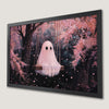 Enchanting Pink Forest Ghost Art Poster for Halloween