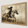Equestrian Cowgirl on Galloping Horse Art Poster for Western Decor