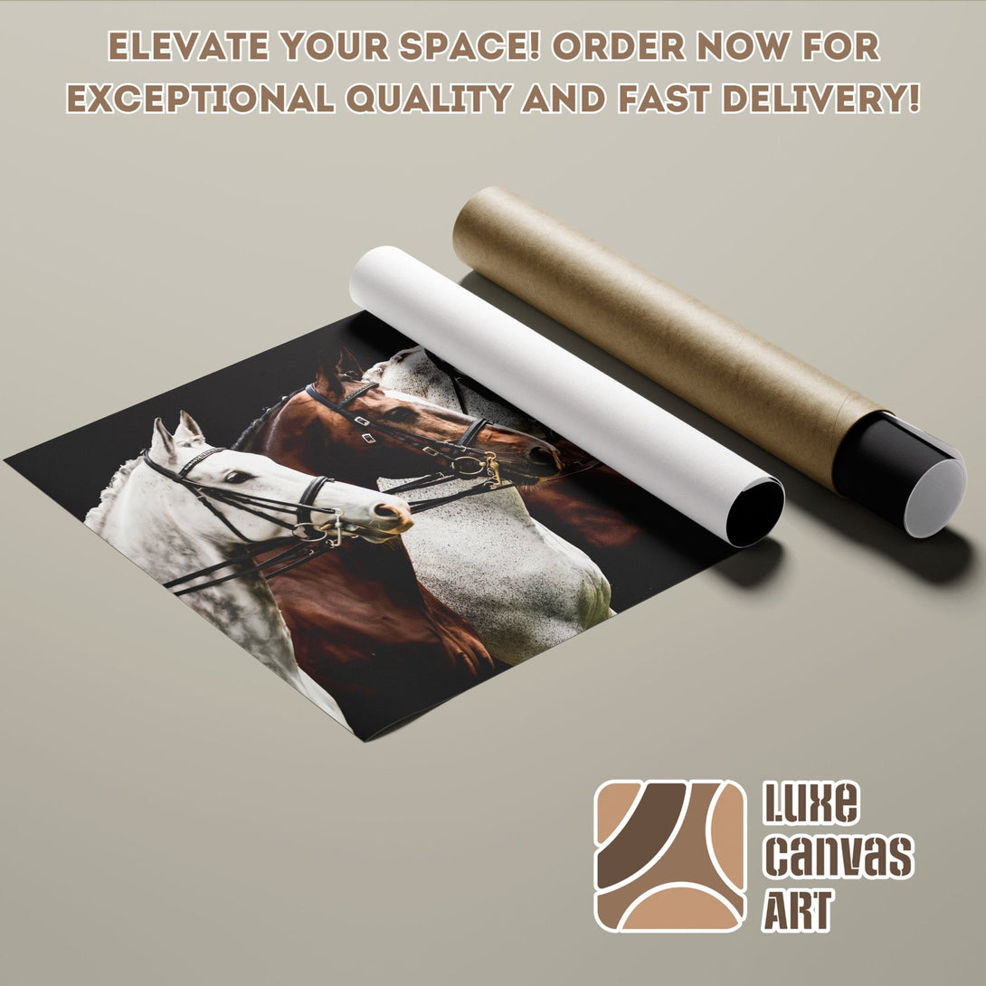 Poster Roll featuring stunning horse portrait art, neutral tones. Elevate your space!
