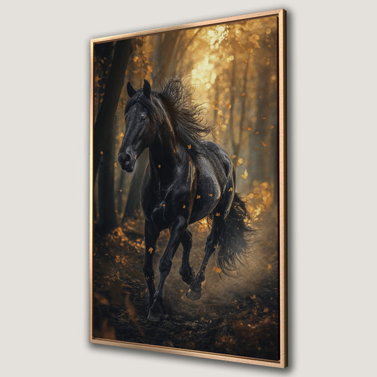 Equine Beauty Canvas Print with Black Horse