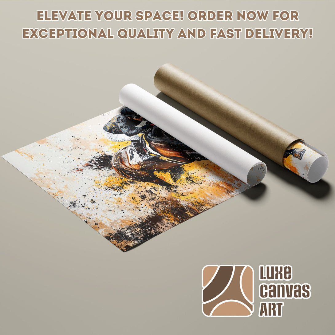 Abstract art Poster Roll with a brown, black, and yellow color palette. Elevate your space!