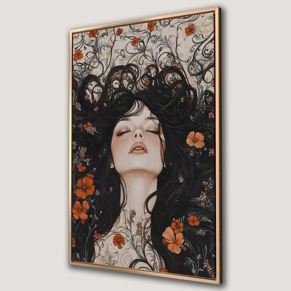 Framed Wall Art featuring a majestic deer in a forest scene. Elegant black and cream color palette, perfect for adding a touch of nature to your home.