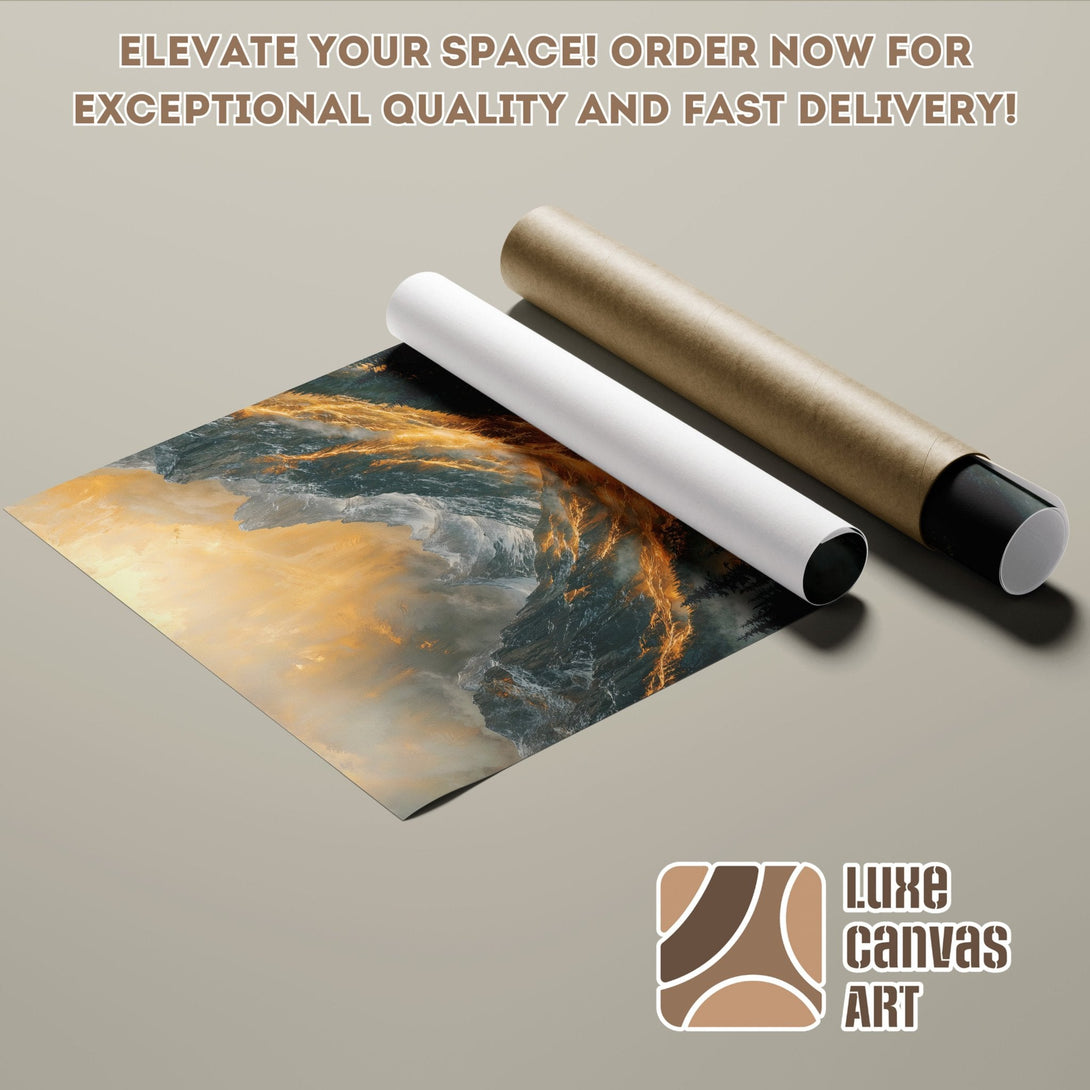Poster Roll featuring a landscape scene in warm, earthy tones. Elevate your space with this stunning art!
