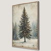 Evergreen Tree Winter Scene Canvas Print Wall Art
