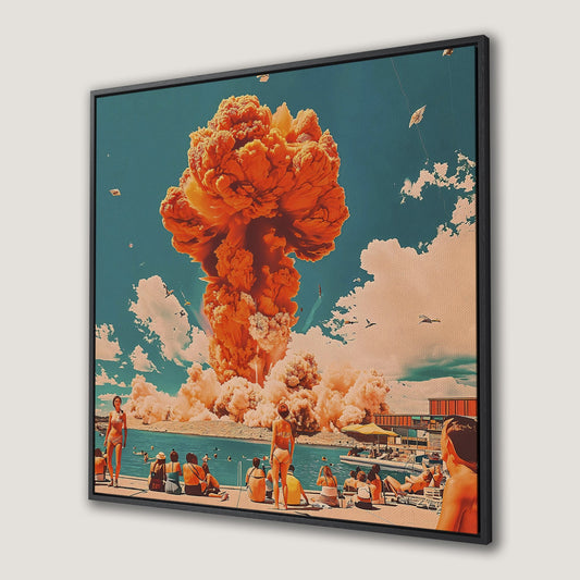 Explosive Mushroom Surrealist Art Canvas Print Beach Decor