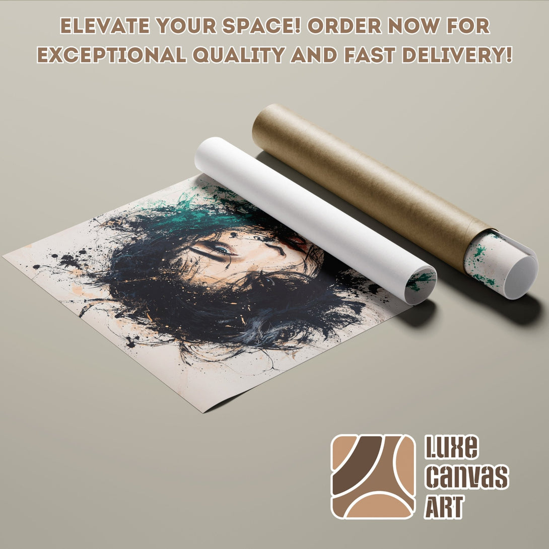 Poster Roll featuring a vibrant floral painting, showcasing a dark background and colorful blooms. Order your art today!