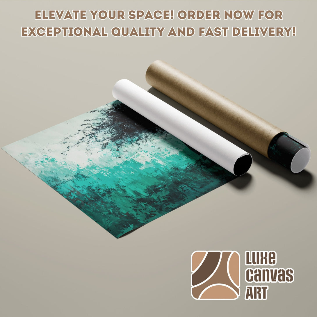 Abstract art Poster Roll in teal and white, ready to elevate your space.