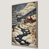 Serene Winter Landscape Canvas Print with Snowy Mountain River