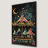 Fantasy Carousel Night Scene Framed Canvas Print Decor