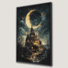 Fantasy Castle under Crescent Moon Canvas Print