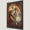 Fantasy Rose Garden Art Poster: Girl and White Horse