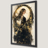 Fantasy Woman in Black and Gold Dress Art Poster for Elegant Decor