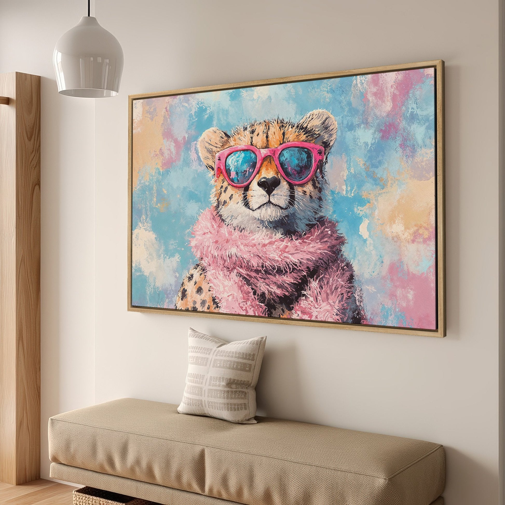 Fashionable Cheetah Canvas Print in Pink Vibrant Colors
