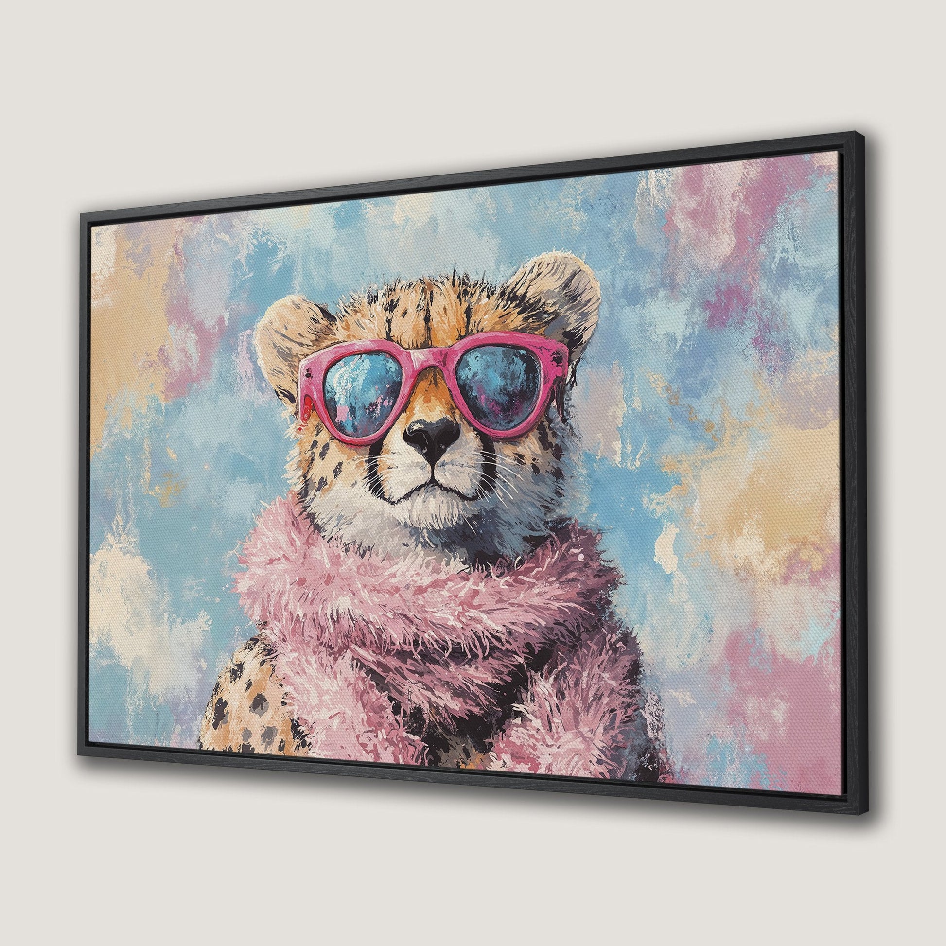 Fashionable Cheetah Canvas Print in Pink Vibrant Colors