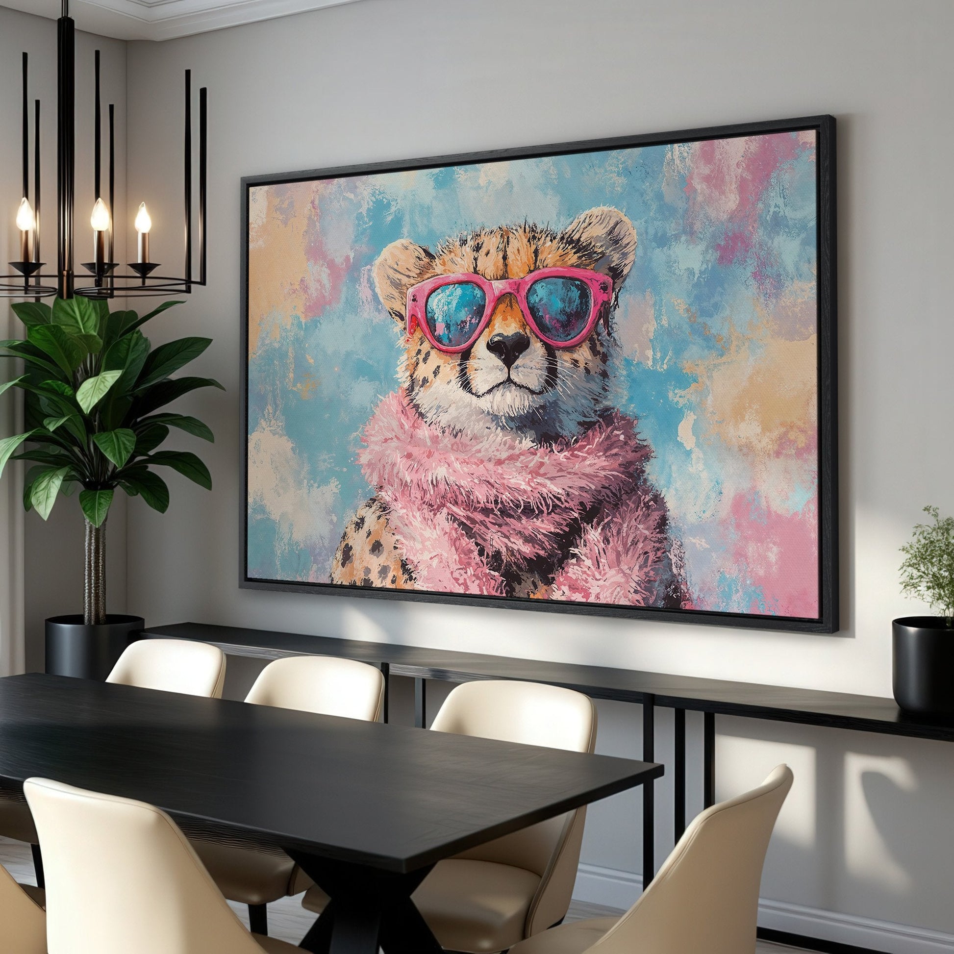 Fashionable Cheetah Canvas Print in Pink Vibrant Colors
