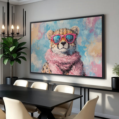 Fashionable Cheetah Canvas Print in Pink Vibrant Colors