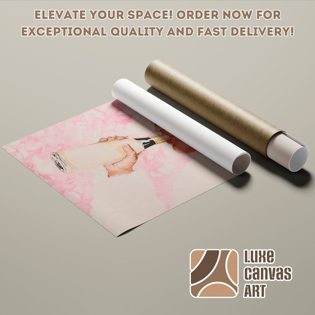 Poster Roll featuring watercolor art in pink and neutral tones. Elevate your space!