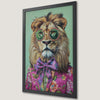 Fashionable Lion in Pink Suit Art Poster for Modern Decor