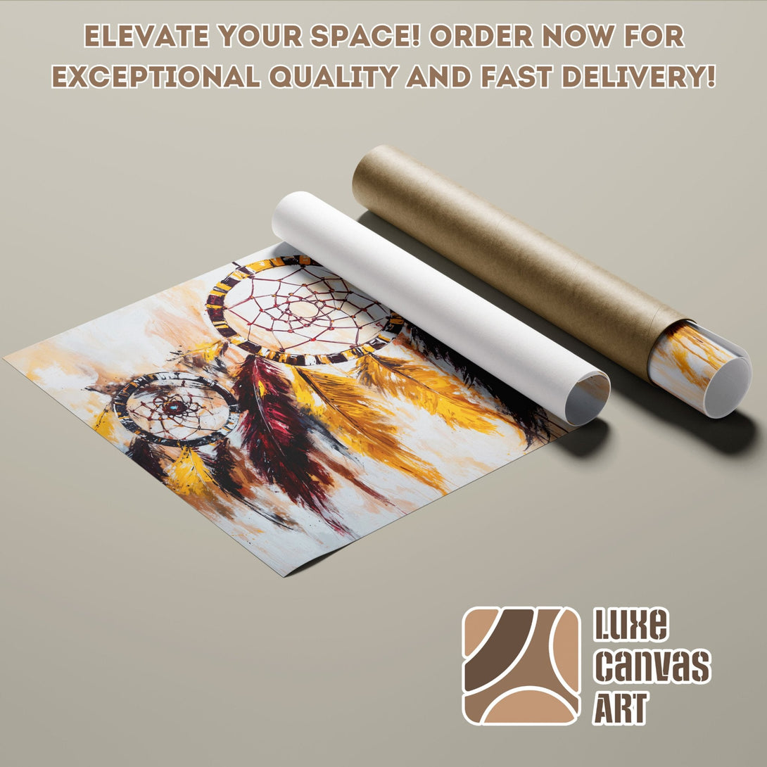 Dreamcatcher Poster Roll, abstract art in warm earth tones, perfect for your home decor. Order now!