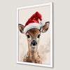 Festive Baby Deer Art Poster - Christmas Reindeer Print
