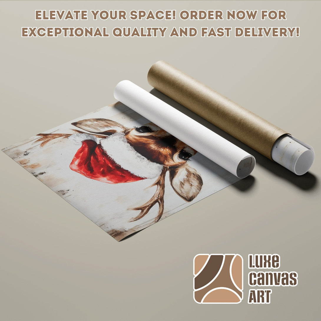 Watercolor deer Poster Roll art print, warm color palette. Elevate your space! Order now!
