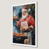 Festive BBQ Santa Claus Art Poster for Holiday Cheer