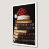 Festive Book Stack Art Poster | Vintage Christmas Decor