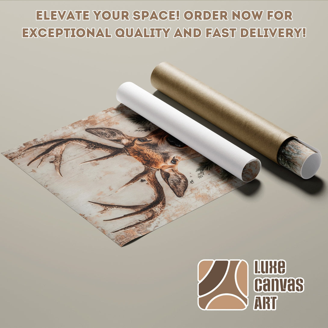 Poster Roll of a deer artwork in neutral tones, perfect for home decor.