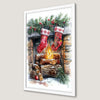 Festive Christmas Scene Art Poster with Stockings