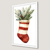 Festive Christmas Stocking Art Poster for Holiday Decor