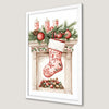 Festive Christmas Stocking Art Poster for Holiday Decor