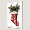 Festive Christmas Stocking Art Poster with Greenery for Holiday Decor