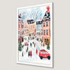 Festive Christmas Town Art Poster - Winter Wonderland Decor