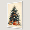 Festive Christmas Tree Art Poster with Colorful Gifts