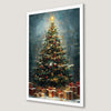 Festive Christmas Tree Art Poster with Gifts and Golden Star