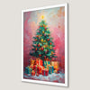 Festive Christmas Tree Art Poster with Holiday Gifts