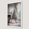 Festive Christmas Tree Art Poster with Pink Gifts for Holiday Cheer