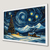 Festive Christmas Tree Art Poster with Swirling Sky