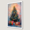 Festive Christmas Tree Art Poster with Vibrant Gifts