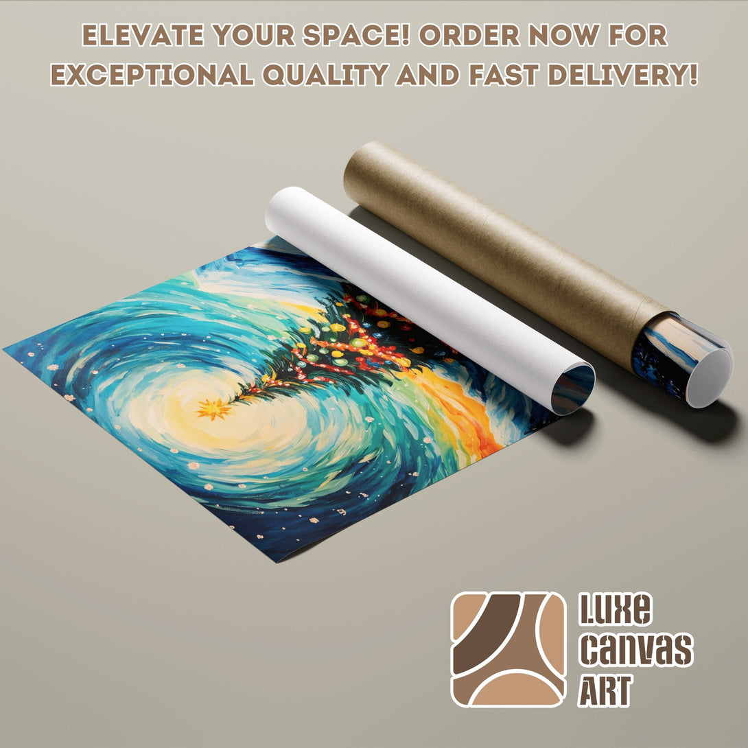 Abstract art Poster Roll in blue, yellow, and orange. Elevate your space!