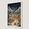 Festive Christmas Village Art Poster for Holiday Decor