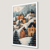 Festive Christmas Village Art Poster for Holiday Decor