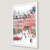 Festive Christmas Village Scene Art Poster for Holiday Decor